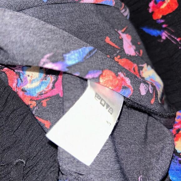 Cold Water wide leg pants floral black elastic waist pull on trousers SZ XL (16) - Picture 8 of 9